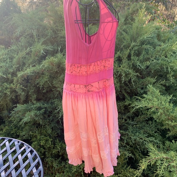 Entro  shades of pink  gauze Mini  sunny days DressHP25 floral lace edge,HPx4 - Picture 2 of 15